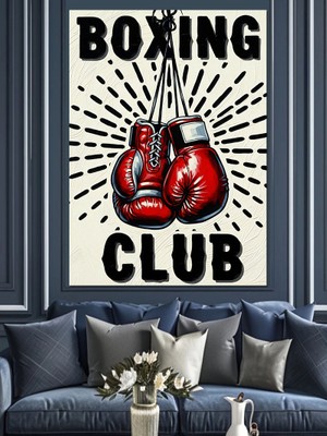 Karizma Tablo Boks Kulübü Eldiven Posteri Dekoratif Kanvas - Mdf Ahşap Tablo