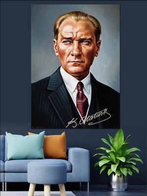 Artmeg Mustafa Kemal Atatürk Portresi Dekoratif Kanvas - Mdf Ahşap Tablo