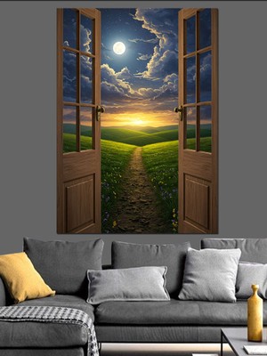 Karizma Tablo Pencereden Dışarı Orman Manzarası Dekoratif Kanvas - Mdf Ahşap Tablo