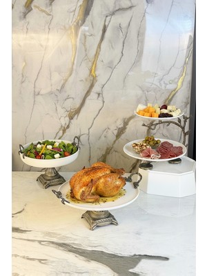 UltraMint 3 Parça Porselen Tabak ve Kase Seti, Antik Renkli Sunumluk