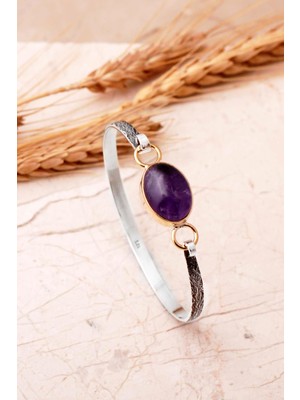 Sümer Telkari Taşlı Tasarım Elişi 925 Ayar Gümüş Bilezik 4859