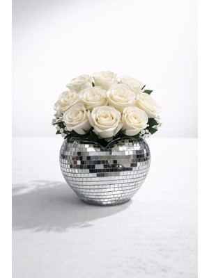 Aynalı Taşlı Kalpli Vazo