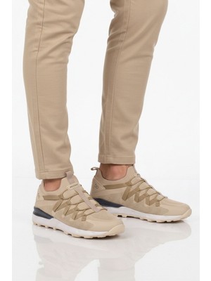 Walkway Bej Fileli Hafif Esnek Bağcıklı Erkek Spor Ayakkabı BST-650 M