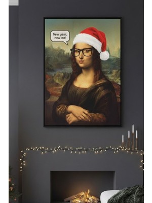 Safir Design Lüks Kırmızı ve Siyah Pop Art Mona Lisa Portre Duvar Sanatı | Modern Çerçeveli Tablo