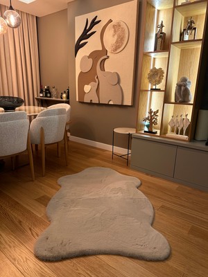 Doğuş Peluş Halı Ultra Soft Bej Yumuşak Dokulu Peluş Halı Tek Kafa Post