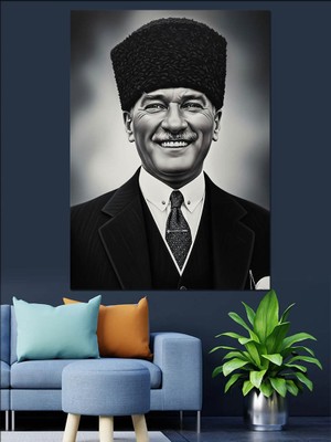 Artmeg Mustafa Kemal Atatürk Portresi Dekoratif Kanvas - Mdf Ahşap Tablo
