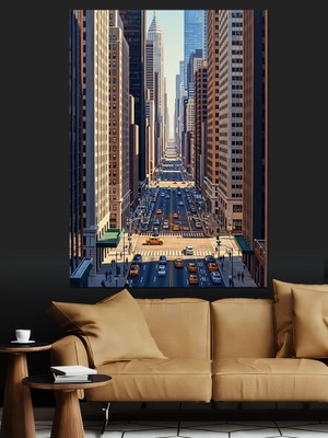 Karizma Tablo New York Sokak Manzarası Dekoratif Kanvas - Mdf Ahşap Tablo