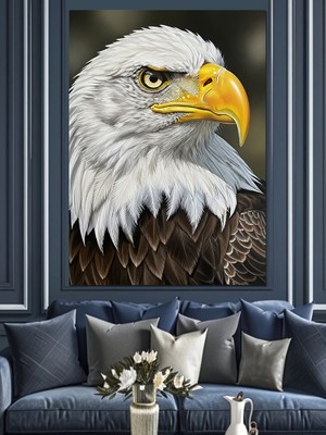 Artmeg Beyaz Başlı Kartal Portresi Dekoratif Kanvas - Mdf Ahşap Tablo
