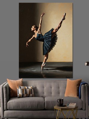 Tablomega Dans Eden Zarif Bale Duruşu Dekoratif Kanvas - Mdf Ahşap Tablo