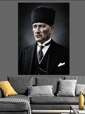 Artmeg Mustafa Kemal Atatürk Portresi Dekoratif Kanvas - Mdf Ahşap Tablo