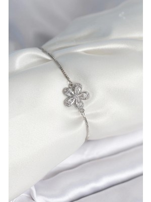 Nacario Bfs Çiçek Model Asansörlü Gümüş Renk Kadın Bileklik