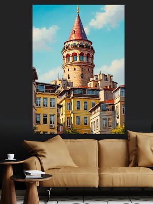 Artmeg Istanbul Galata Kulesi Manzara Dekoratif Kanvas - Mdf Ahşap Tablo