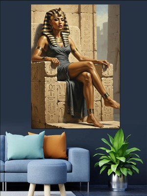 Tablomega Eski Mısırlı Oturan Kadın Dekoratif Kanvas - Mdf Ahşap Tablo