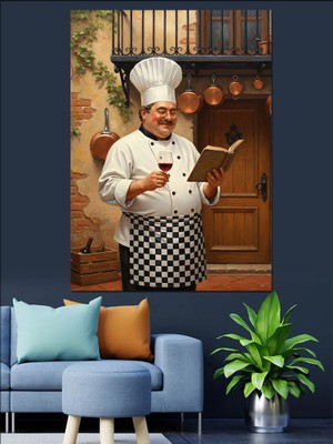 Karizma Tablo Aşçı Yemek Yapıyor Dekoratif Kanvas - Mdf Ahşap Tablo