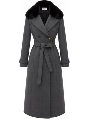 Esin Giyim Asalet Serisi Çıkartılabilir Kürklü Kruvaze Kışlık Kaban