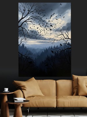 Artmeg Sisli Orman Ağaç Manzarası Dekoratif Kanvas - Mdf Ahşap Tablo