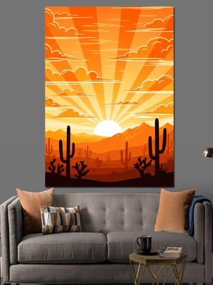 Karizma Tablo Gün Batımındaki At Dekoratif Kanvas - Mdf Ahşap Tablo