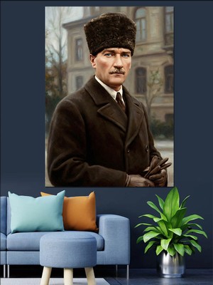 Artmeg Atatürk Portre Yağlı Boya Dekoratif Kanvas - Mdf Ahşap Tablo