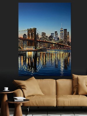 Karizma Tablo Şehir ve Köprü Manzarası Dekoratif Kanvas - Mdf Ahşap Tablo