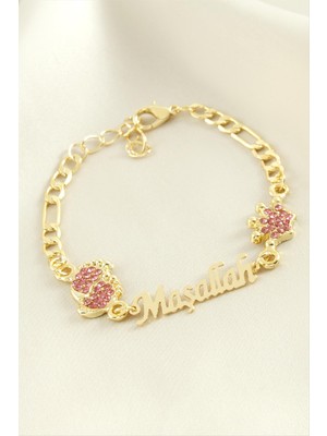 Nacario Ayak Izi Maşallah Yazılı Taşlı Bileklik