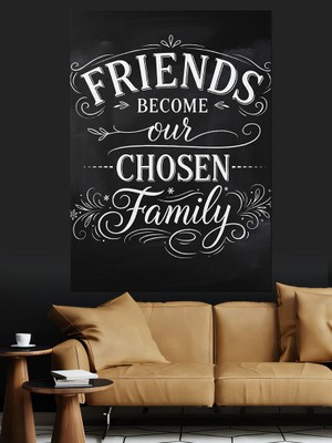 Tablomega Arkadaşlar Aile Siyah Beyaz Poster Dekoratif Kanvas - Mdf Ahşap Tablo