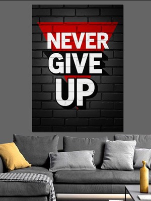 Tablomega Asla Vazgeçme Tuğla Duvar Dekoratif Kanvas - Mdf Ahşap Tablo