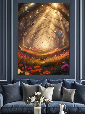 Tablomega Turuncu Işık Hüzmesi Tüneli Dekoratif Kanvas - Mdf Ahşap Tablo