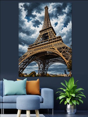 Tablomega Paris Eyfel Kulesi Manzarası Dekoratif Kanvas - Mdf Ahşap Tablo