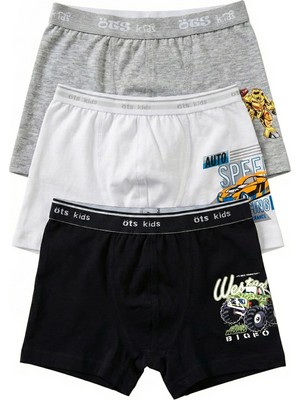 Öts Erkek Çocuk Boxer 3'lü (%96 Pamuk - %4 Elastan)