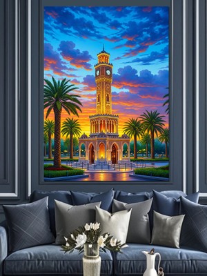 Artmeg Izmir Saat Kulesi Manzarası Dekoratif Kanvas - Mdf Ahşap Tablo