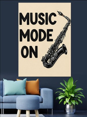 Tablomega Saksafon Müzik Modu Açık Dekoratif Kanvas - Mdf Ahşap Tablo