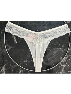 Biricik İç Giyim L/xl Beden Kadın Beyaz Dantelli Tanga 1 Adet