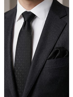 Milleniva Mozaik Desen Siyah Kravat & Mendil