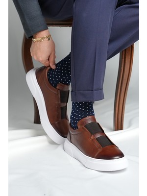 Faruk Balkanas Gogh Model Lastikli Detaylı Natural Deri Sneaker Ayakkabı