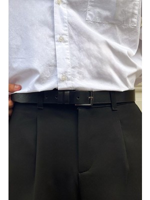 Flaw Basic Ince Deri Kemer Siyah