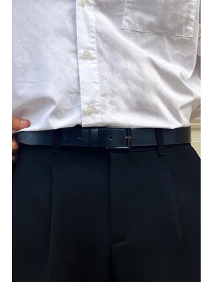 Flaw Basic Ince Deri Kemer Lacivert