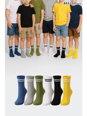 Belyy Socks 6 Li Paket Çember Desen Pamuklu Çocuk Çorabı