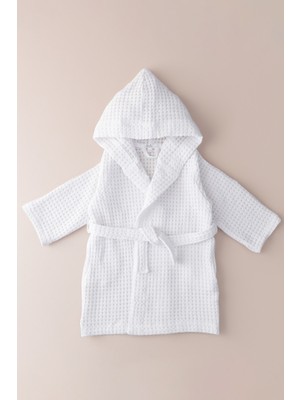 Barine Waffle Pike Dokulu Bebek / Çocuk Bornozu Beyaz