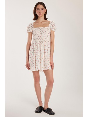 Tudors Kadın Standart Fit Normal Kesim Viskon Kare Yaka Midi Elbise