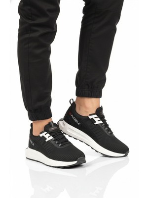 Walkway Siyah Beyaz Fileli Hafif Esnek Hafızalı Taban Erkek Spor Ayakkabı BST-654 M