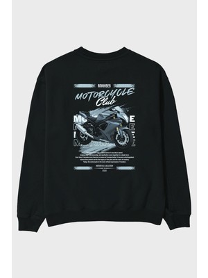 Ankhises Motosiklet Serisi 10 Arka Baskılı Oversize Sweatshirt Erkek Kadın Unisex