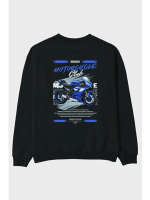 Ankhises Motosiklet Serisi 32 Arka Baskılı Oversize Sweatshirt Erkek Kadın Unisex