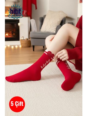 Hitit Socks Kadın 5 Çift Burun ve Taban Takviyeli Premium Sevgiliye Özel Parfümlü Çorap Kırmızı