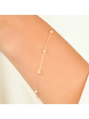 Hakan Mücevherat Beyaz Taşlı 14 Ayar Altın Minimal Bileklik