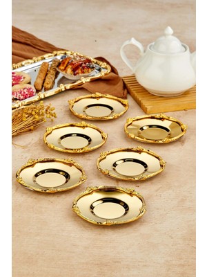 UltraMint Vintage Serisi Elegance Çay Tabağı Seti, Gold, 6'lı