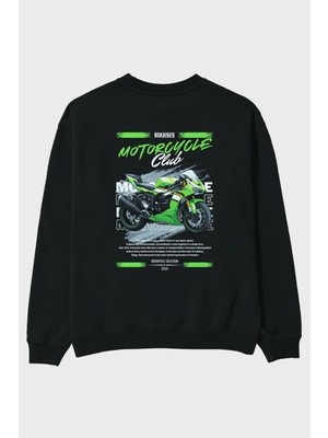 Ankhises Motosiklet Serisi 15 Arka Baskılı Oversize Sweatshirt Erkek Kadın Unisex