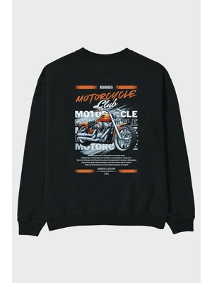 Ankhises Motosiklet Serisi 34 Arka Baskılı Oversize Sweatshirt Erkek Kadın Unisex