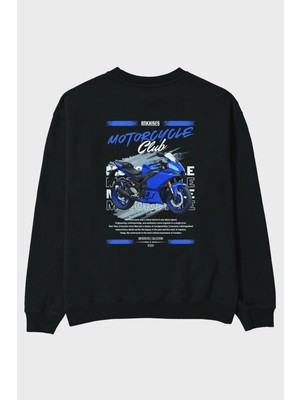 Ankhises Motosiklet Serisi 33 Arka Baskılı Oversize Sweatshirt Erkek Kadın Unisex