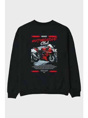 Ankhises Motosiklet Serisi 5 Arka Baskılı Oversize Sweatshirt Erkek Kadın Unisex