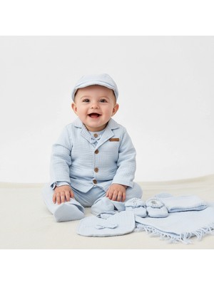 Erkek Bebek Müslin Papyonlu Set 0-3 Ay